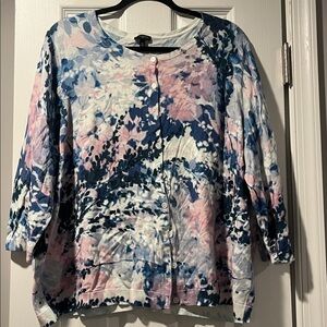 Talbots Cardigan Floral pink blue 3/4 sleeves woman’s 3X